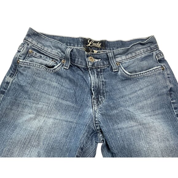 Vtg Y2K Lucky Brand Cropped Jeans Size 4 Low Rise Medium Wash Classic Rider Crop - Picture 4 of 5